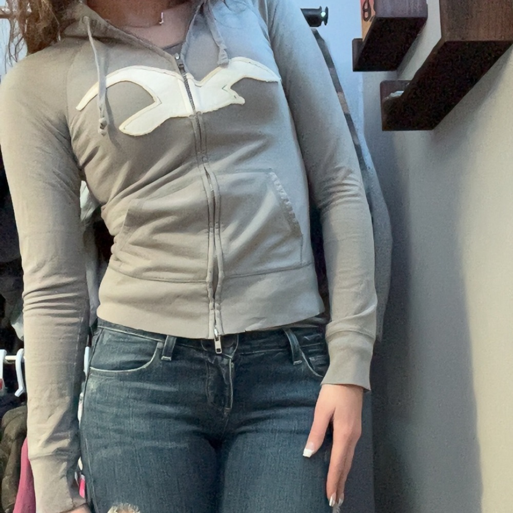 Hollister Gray Hoodie with White design